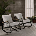 Better Homes & Gardens Marlow Outdoor Patio Rocking Chairs 2 Pack Black Frame Gray Cushion