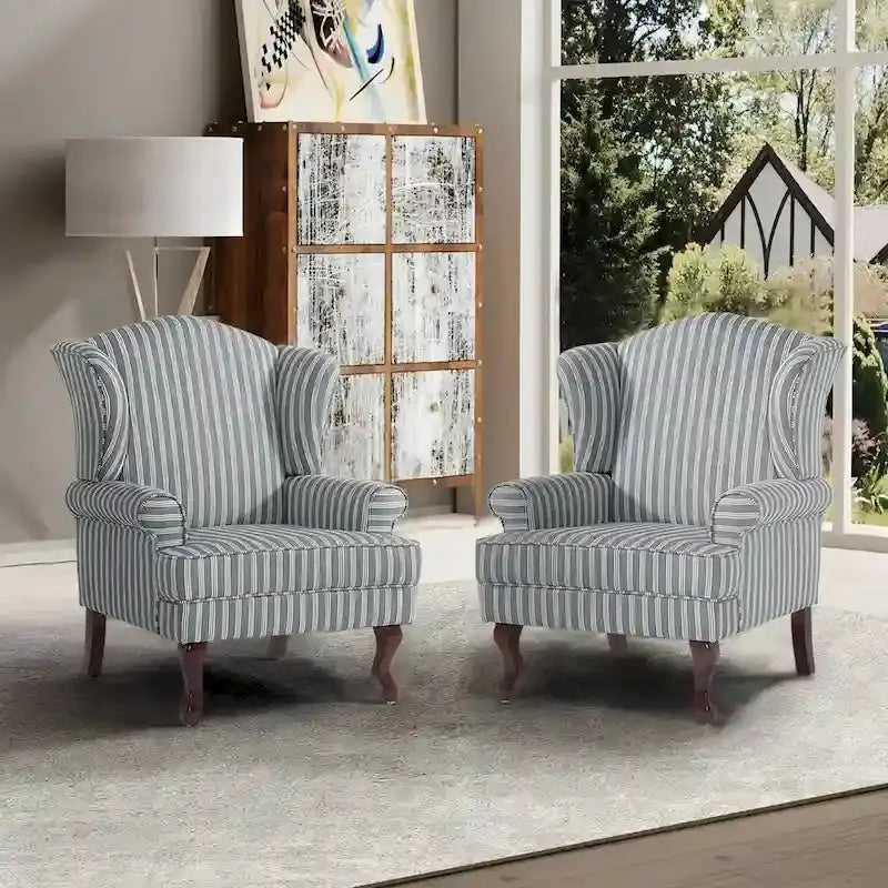 Wingback Accent Chair Duo, Upholstered Armchairs, 2 Count - Classic