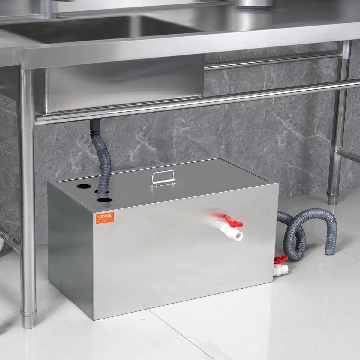 SKYSHALO Commercial Grease Interceptor Trap, 25LB, Stainless Steel