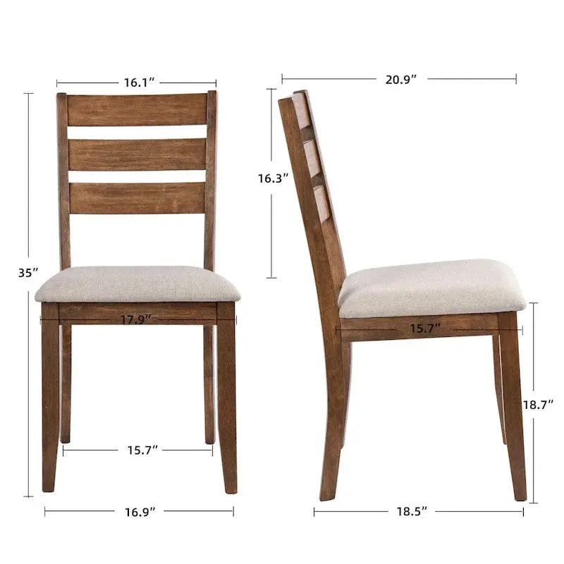 Solid Wood 5-Piece Dining Set With 47-Inch Table And Four Slat-Back Chairs