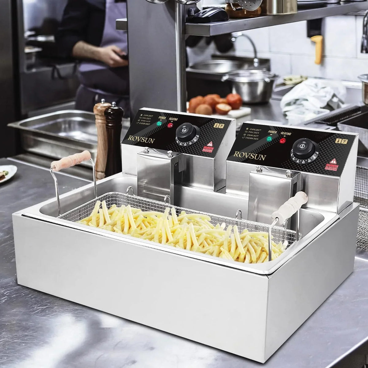 ROVSUN Electric Deep Fryer, 23.8Qt, 5000W, Stainless Steel