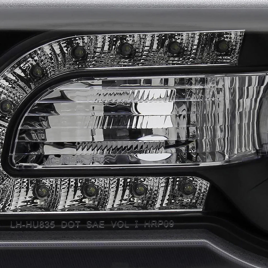Spec-D Tuning Black LED Strip Projector Headlight Assembly Pair - 2005-2010 Chrysler 300C AWD HEMI SRT-8