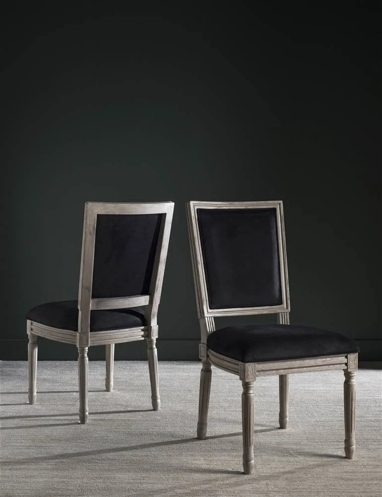 SAFAVIEH Buchanan Rectangular Side Chair Set Of 2, Black/Rustic Grey