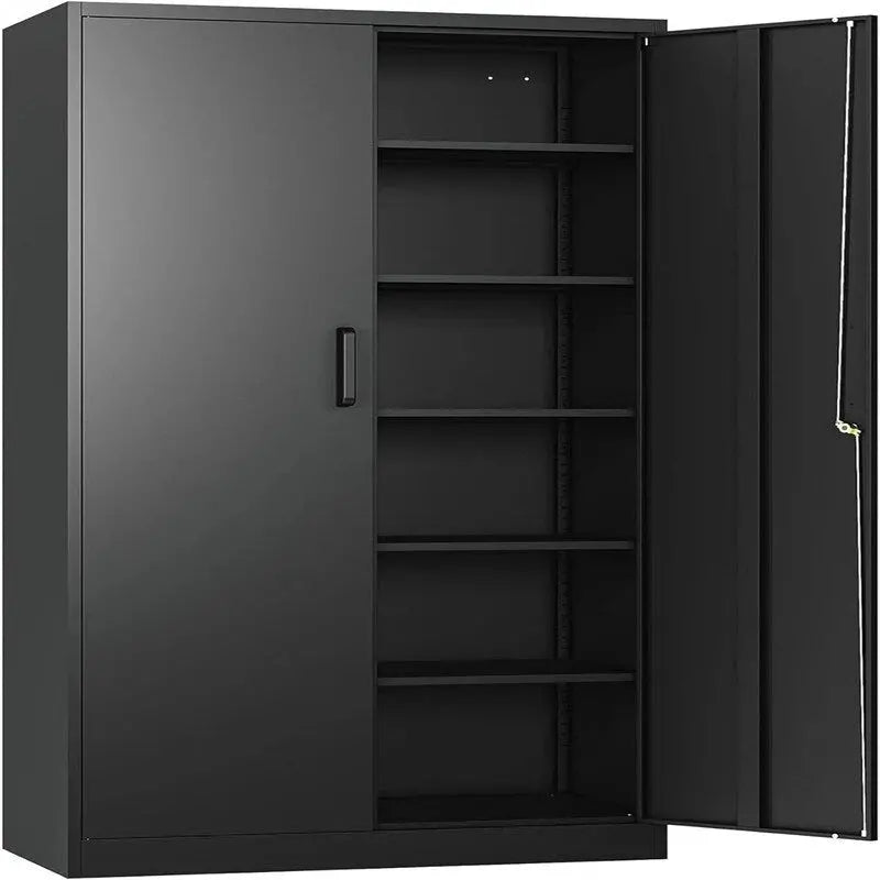 Heavy-Duty Metal Garage Storage Cabinet, Lockable Freestanding 5 Adjustable Shelves, 70.87 inch31.5 inch15.7 inches - Black
