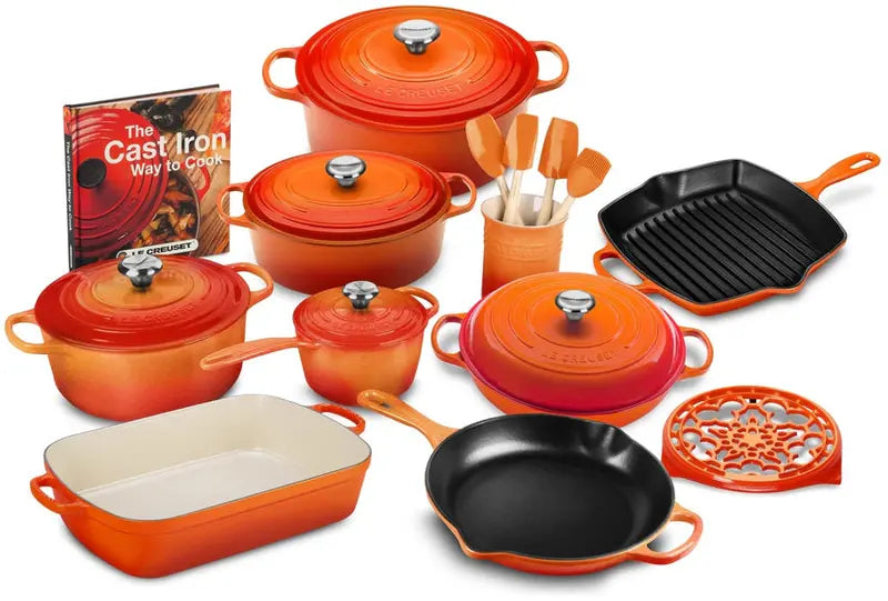 20-Piece Enameled Cast Iron Cookware Set With 10.25-Inch Skillet And 1.75-Quart Saucepan