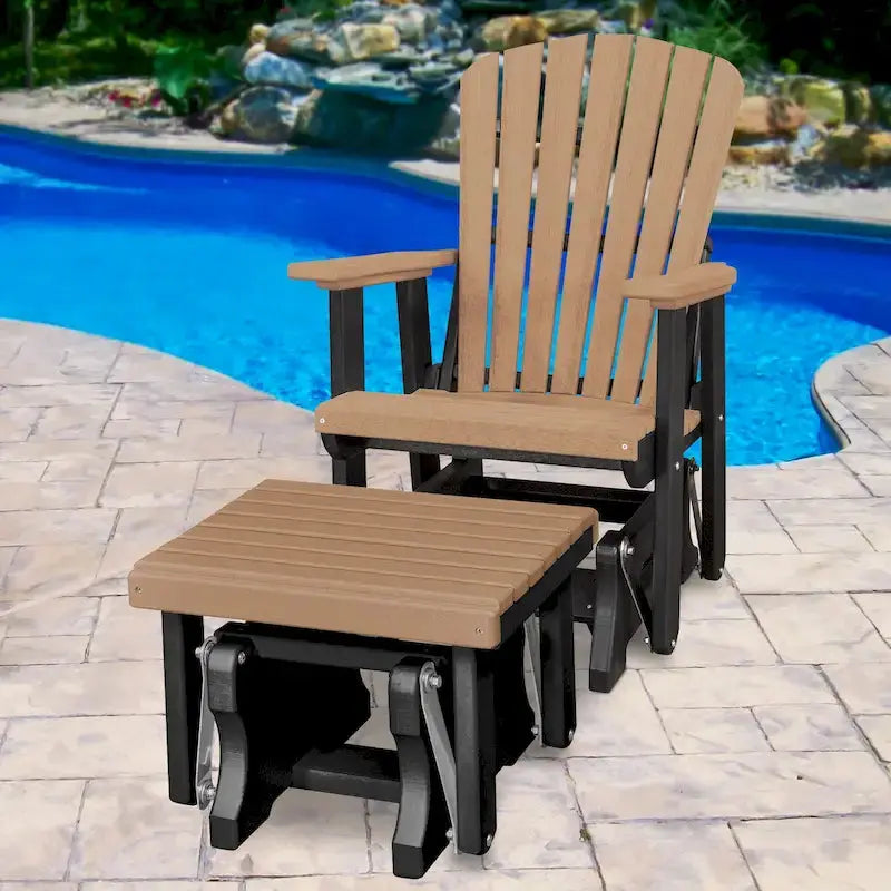 American Furniture Classics Fan-Back Glider Rocker With Matching Ottoman - Handcrafted In The USA