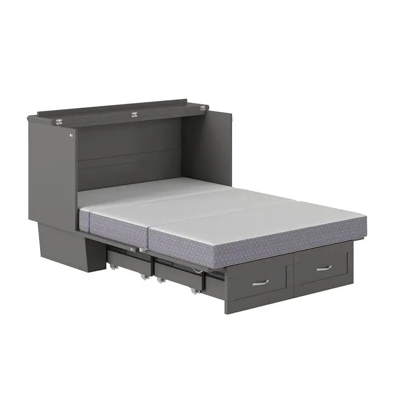 Monroe Full-Size Murphy Bed Chest With Memory Foam Mattress And Storage Drawer