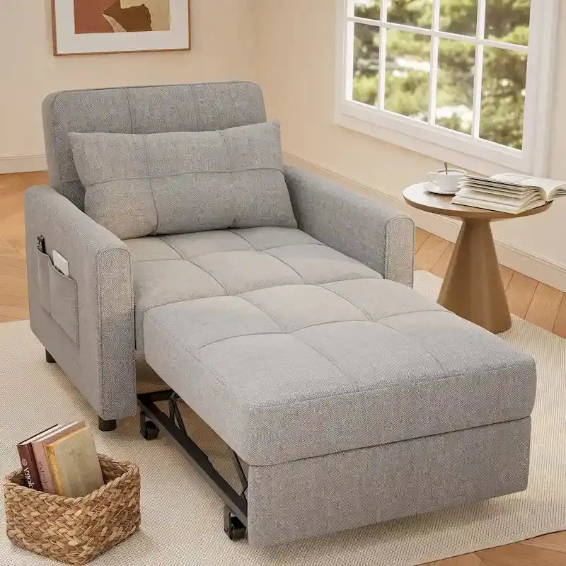 3-In-1 Convertible Sofa Bed Pull-Out Sleeper Foldable Lounge Chair - Dark Grey Or Grey