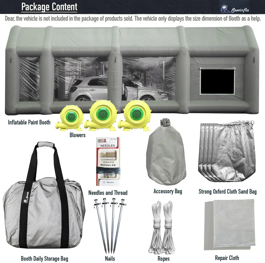 Sewinfla Inflatable Spray Booth 30x20x13Ft With Air Filter System And Blowers