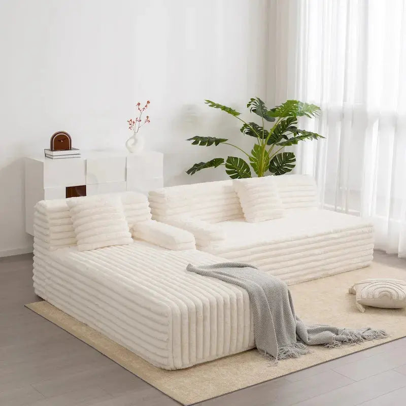 Cloud-Inspired Modular L-Shaped Sectional Sofa With Two Decorative Pillows - 110 in