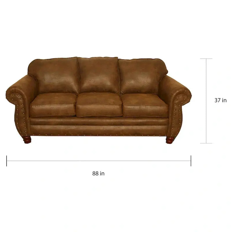 Sedona Upholstered Sofa With Faux Leather Microfiber, 37 H X 88 W X 36 D - Sedona