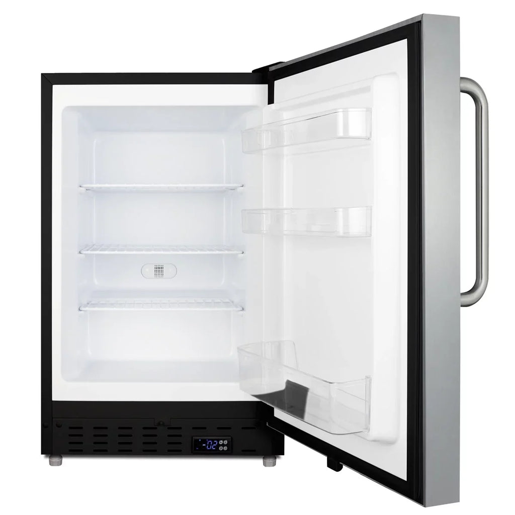 Summit 20 in. Built-In All-Freezer, Stainless Steel & Black - ALFZ37BSSTB