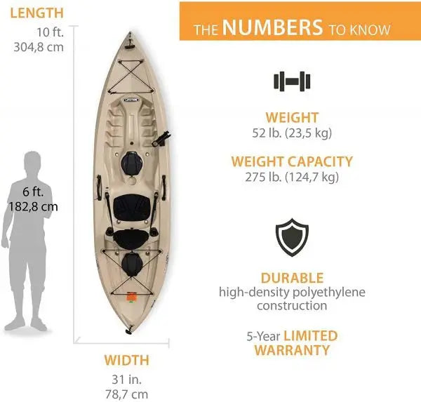 Lifetime Tamarack Angler 120 in Fishing Kayak, Tan - 275 lb Capacity