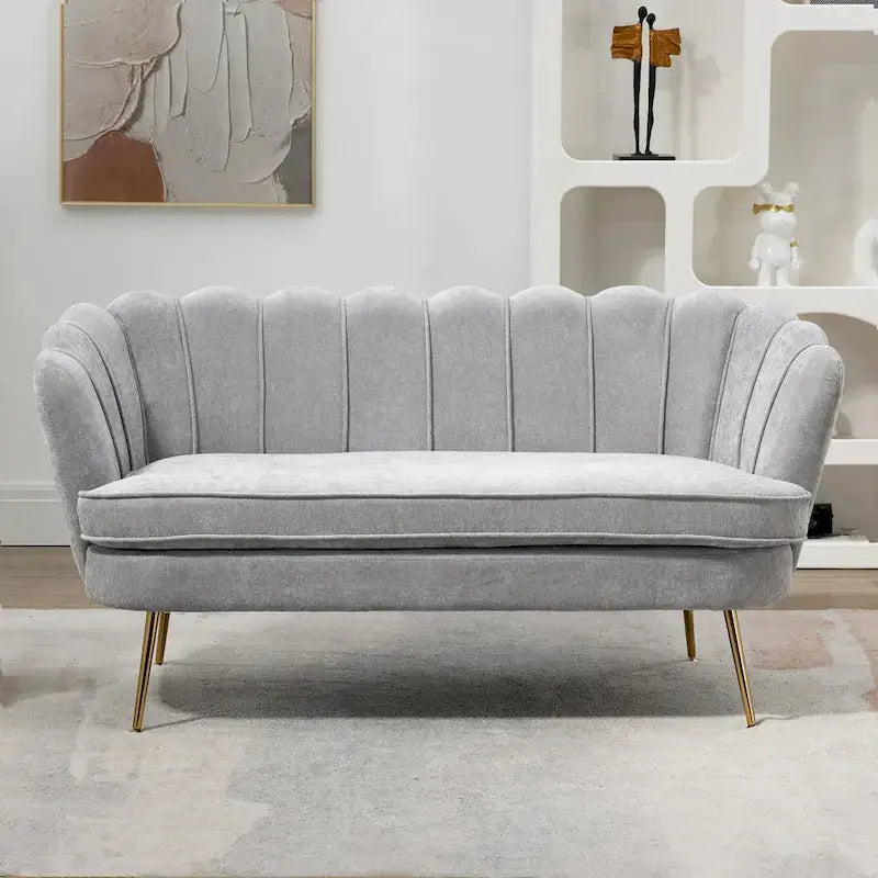 Mid-Century Modern Tufted Loveseat 59in Upholstered Sofa