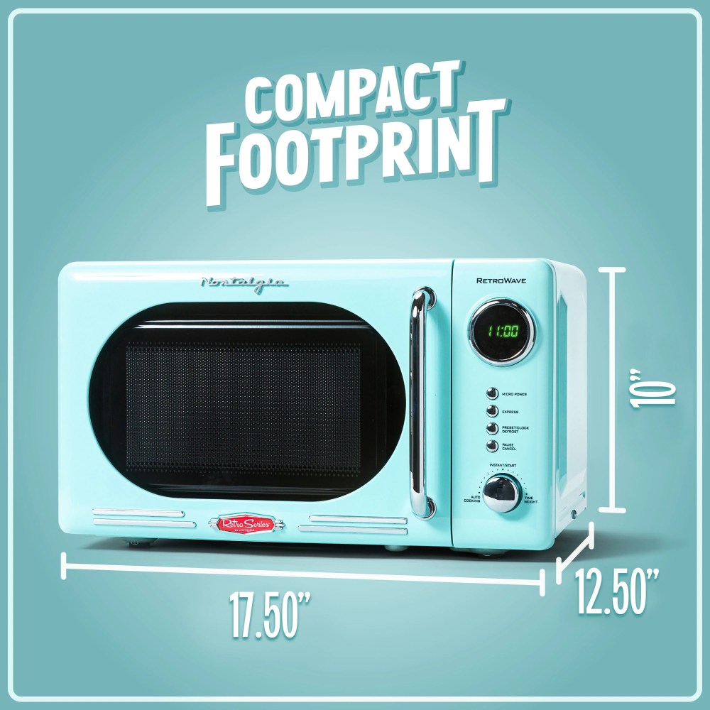 Nostalgia 0.7 Cu Ft 700W Countertop Microwave Oven - Aqua