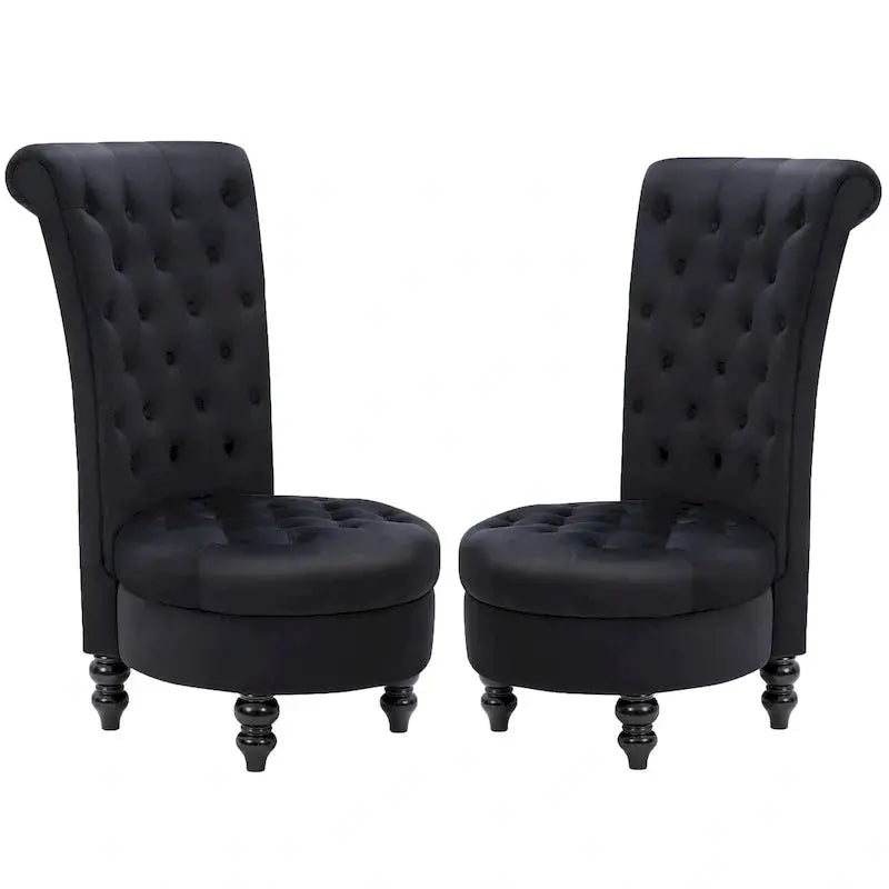 AVAWING Pair Of Royal-Themed Throne Chairs - Rubberwood Frame