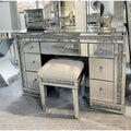 7-Drawer Crushed Diamond Mirrored Vanity Table With Dressing Mirror - 50 W x 37 H x 20 D