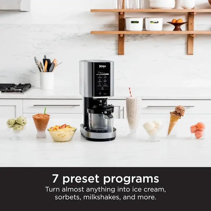 Ninja CREAMi Ice Cream Maker, 7 One-Touch Programs, 2 16-oz Pints, Silver - NC301