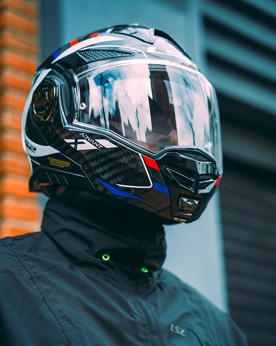 LS2 Carbon Fiber Flip-Up Motorcycle Helmet - FF901 Advant X+