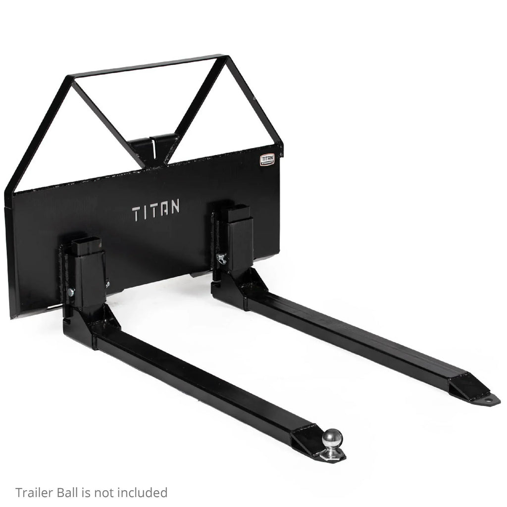 Titan Attachments Pin-On Pallet Fork Frame Attachment With 46in Fork Blades And 2600 LB Load Capacity