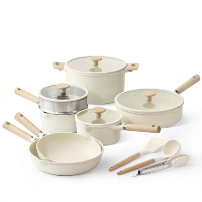 16pcs Large Capacity Granite Nonstick Pots And Pans Cookware Set