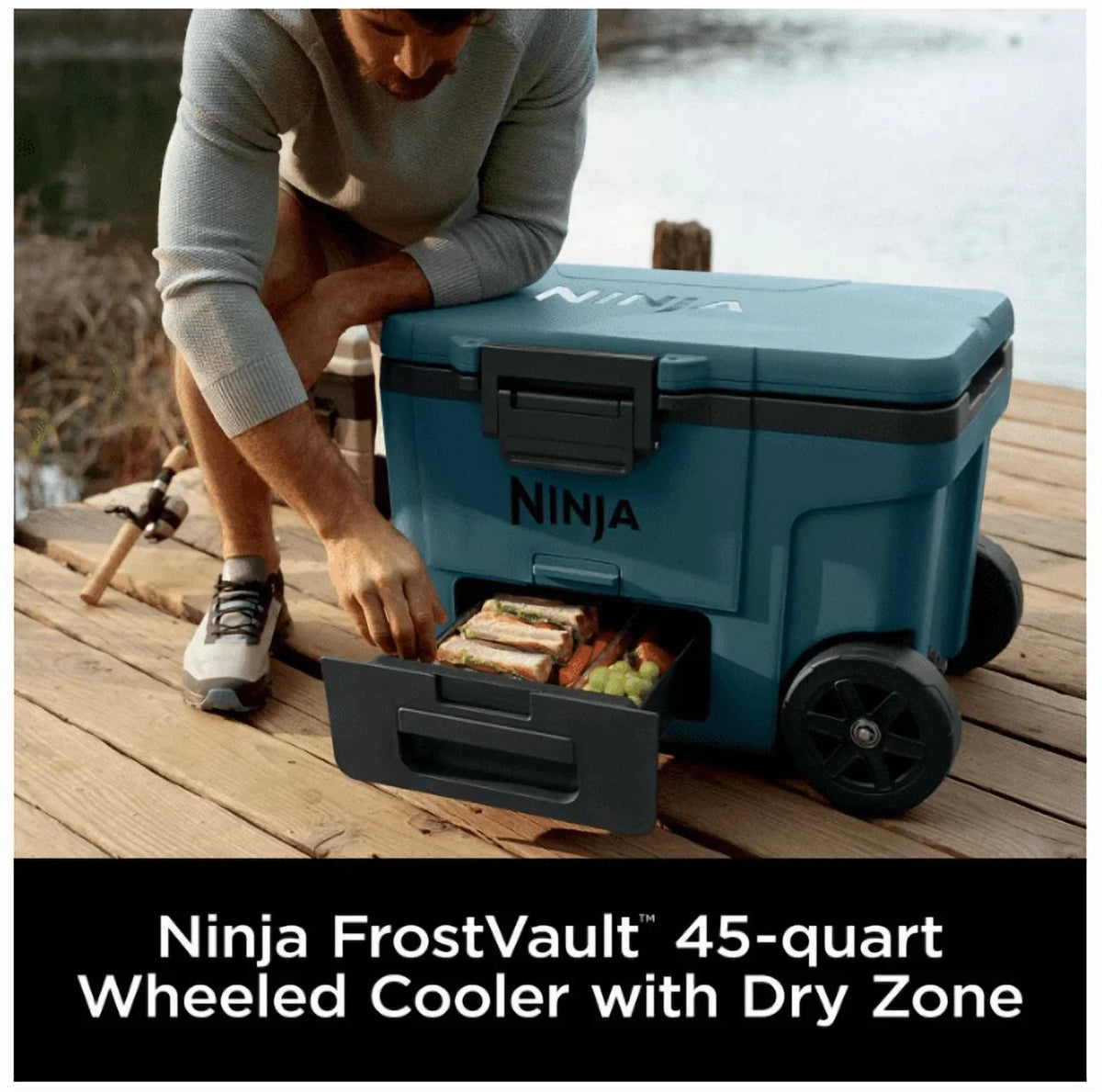 Ninja FrostVault 45QT Wheeled Cooler With Dry Storage Drawer - Ocean Blue - FB245AOB