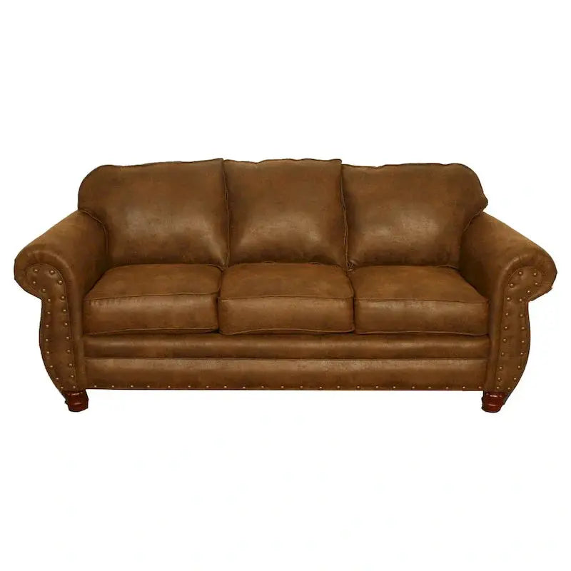 Sedona Upholstered Sofa With Faux Leather Microfiber, 37 H X 88 W X 36 D - Sedona