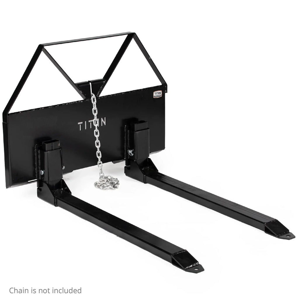 Titan Attachments Pin-On Pallet Fork Frame Attachment With 46in Fork Blades And 2600 LB Load Capacity