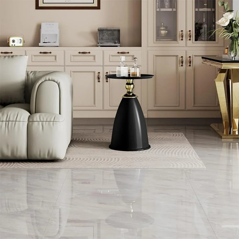 RSJIWOGZ 15 Inch Round Metal Pedestal Nightstand - Gold