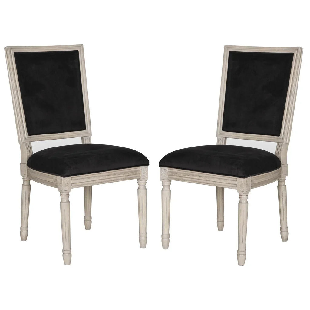 SAFAVIEH Buchanan Rectangular Side Chair Set Of 2, Black/Rustic Grey