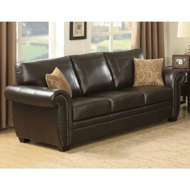 Louis-Style Sofa And Loveseat Set - Dark Brown