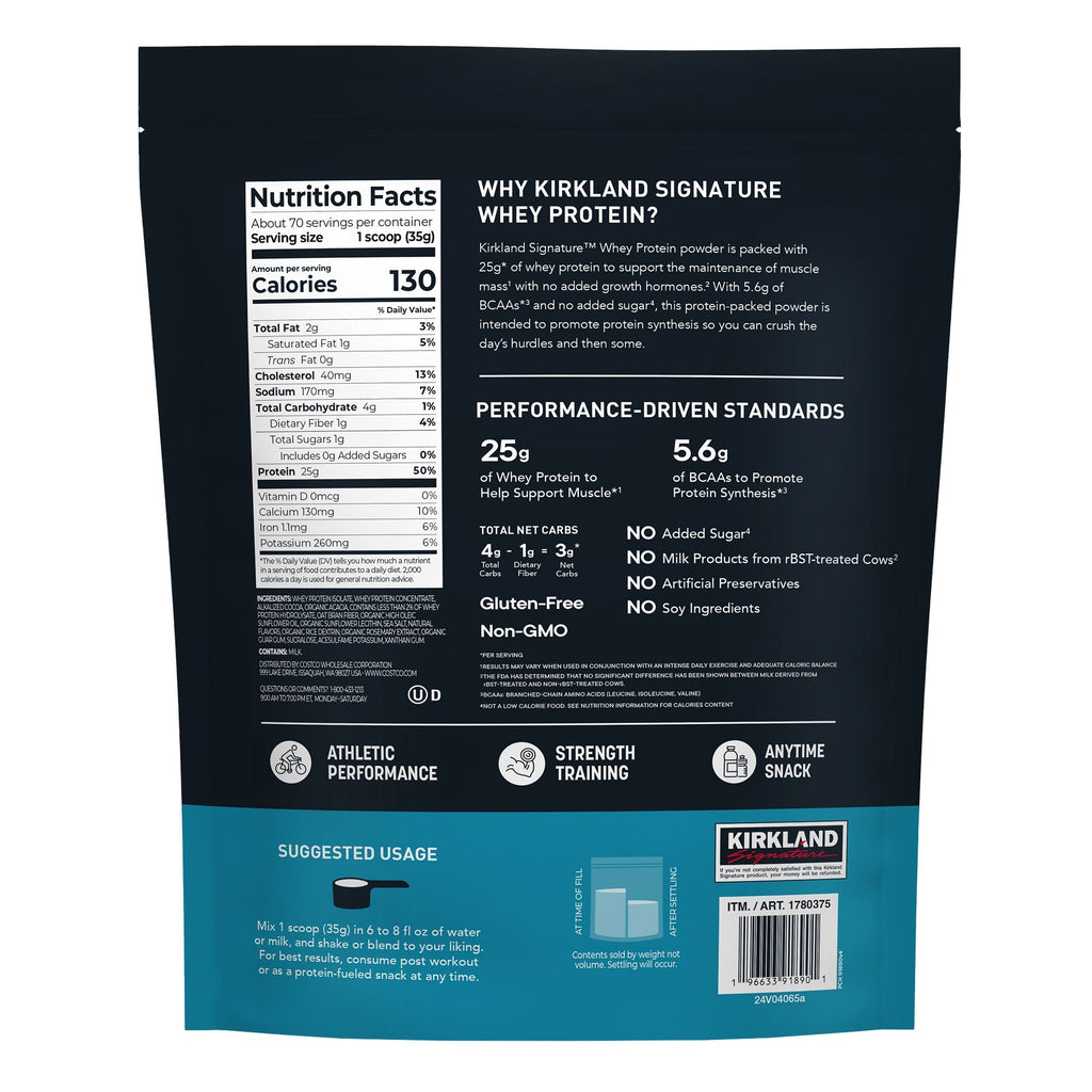 Kirkland Signature Whey Protein, Creamy Chocolate, 5.4 lbs