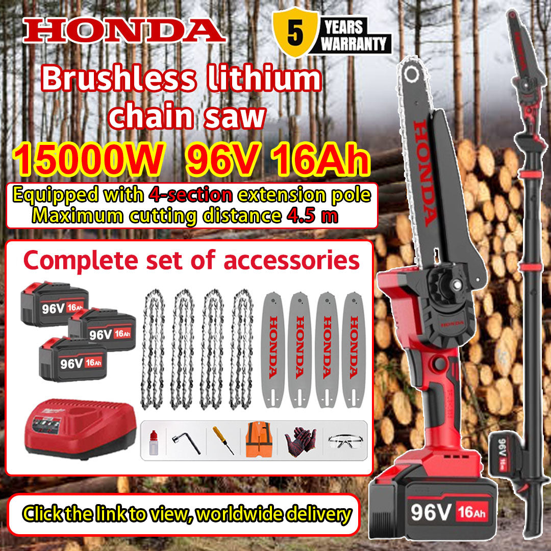 Honda Lithium Battery Telescopic Chainsaw, 4.5M - 10in-saw-15000w-96v-16ah3 / 8in-saw-9000w-48v-10ah2