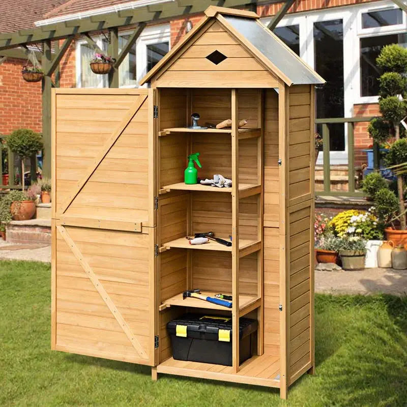 Lockable Outdoor Storage Shed, 63-Inch, Galvanized Roof, 5 Adjustable Shelves