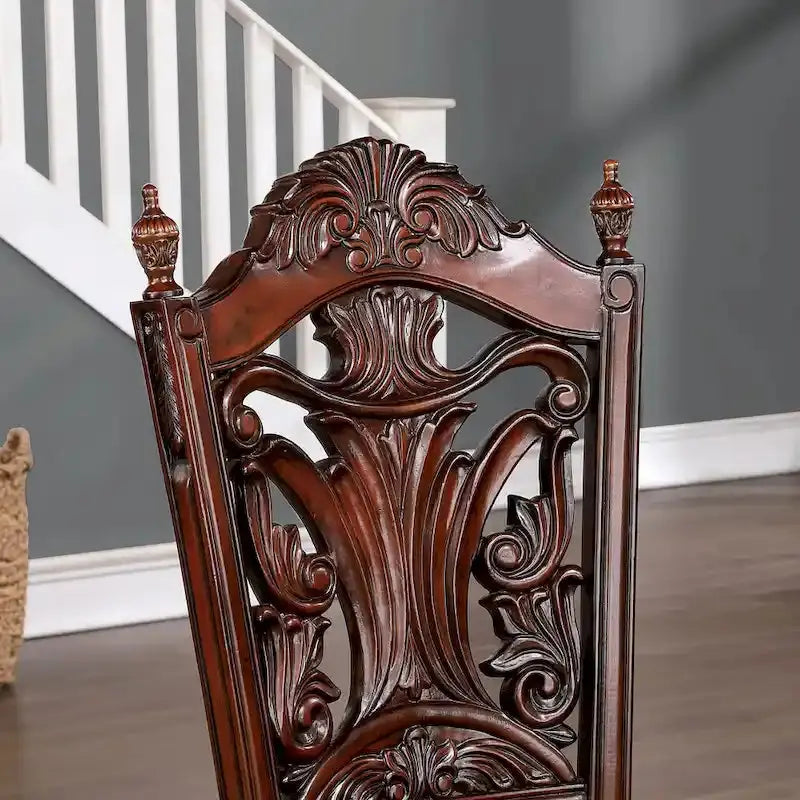 Abeena Traditional Solid Wood Side Dining Chairs, Brown Cherry, Set Of 2