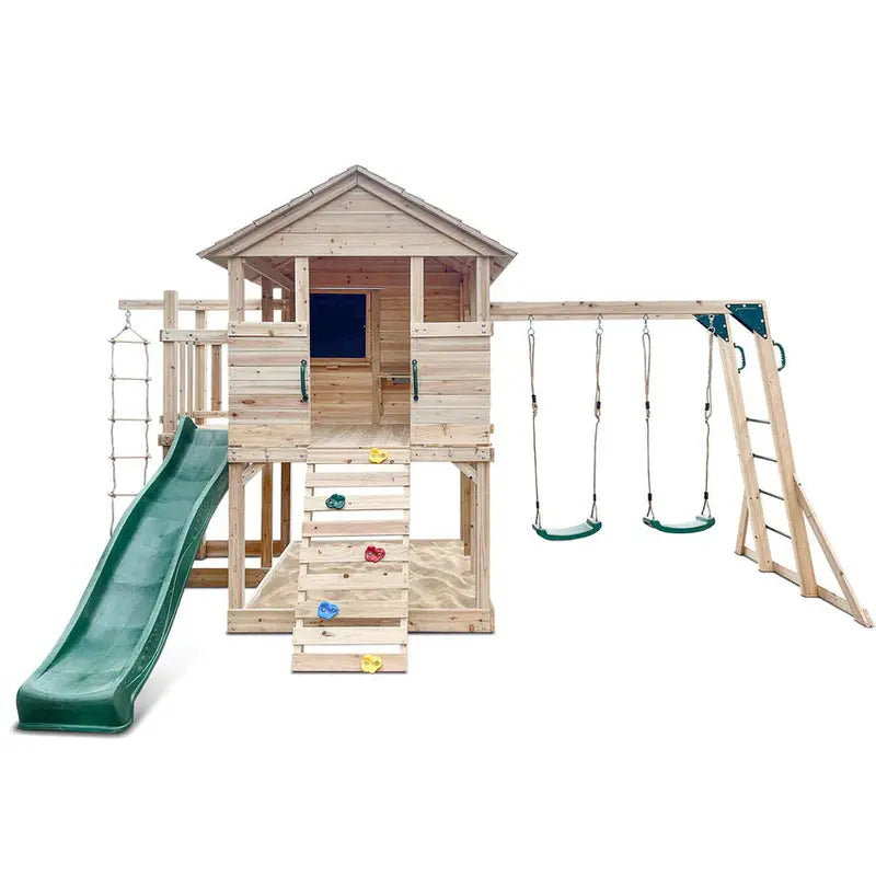 Lifespan Kingston Kids Cubby House Play Centre With 2.2m Green Slide - Kingston