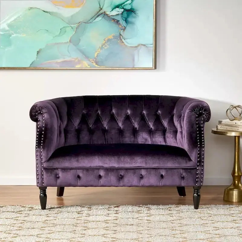 Christopher Knight Home Milani Velvet Tufted Scroll Arm Loveseat - 30.75 x 51.5 x 30.5 Inches