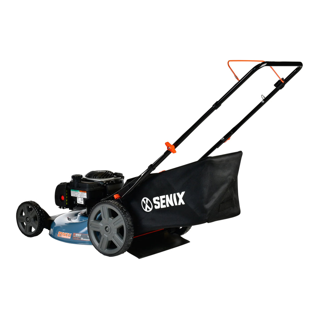 SENIX 21-Inch Push Lawn Mower, 140 cc 4-Cycle Briggs & Stratton Engine, 3-In-1, 11-Inch Rear Wheels - LSPG-M7