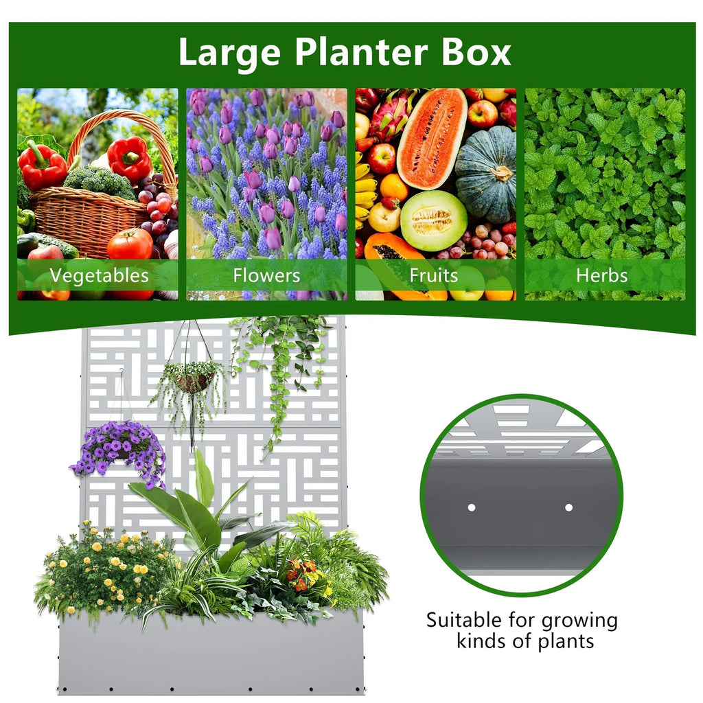 FOOWIN 71 in H Metal Trellis Planter Raised Garden Bed With Drainage Hole, Black