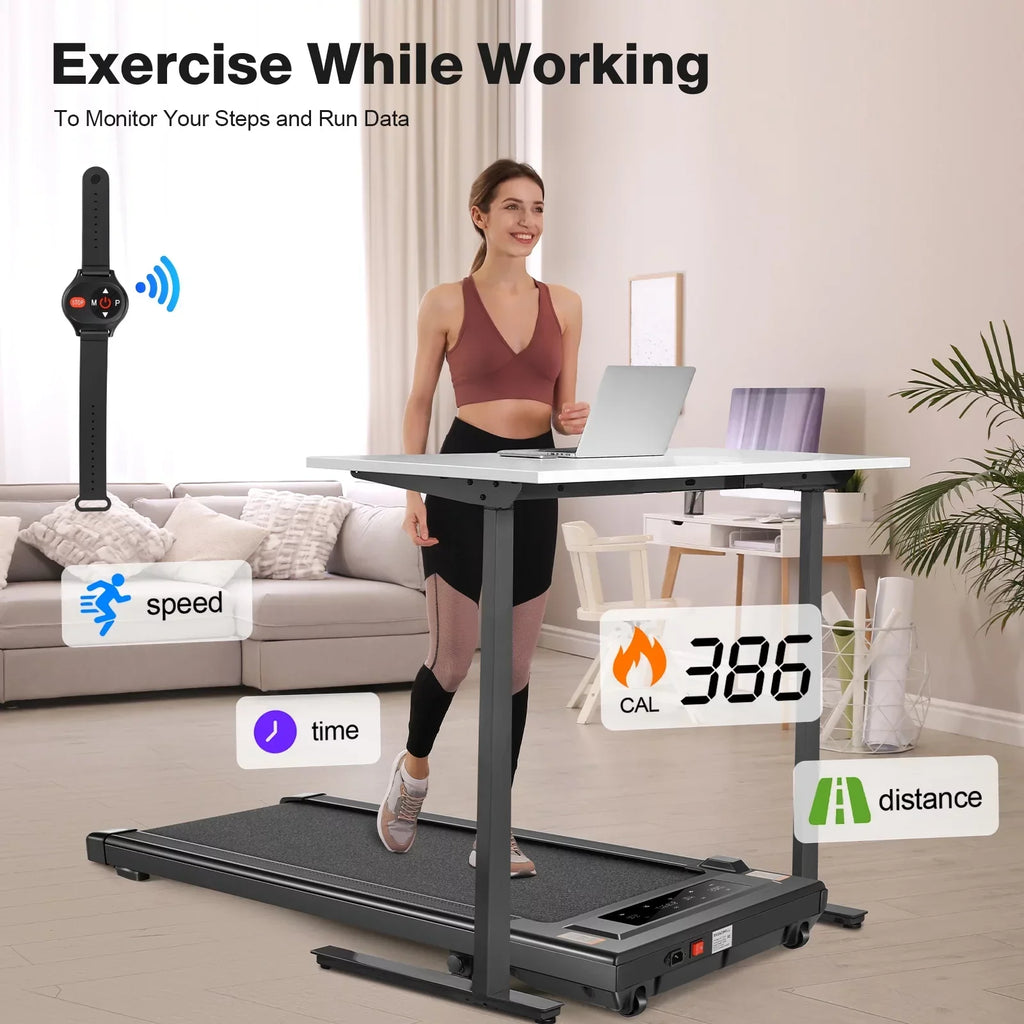 Tikmboex 2.5HP 2 In 1 Under Desk Treadmill With LED Touch Screen Remote Control - Black