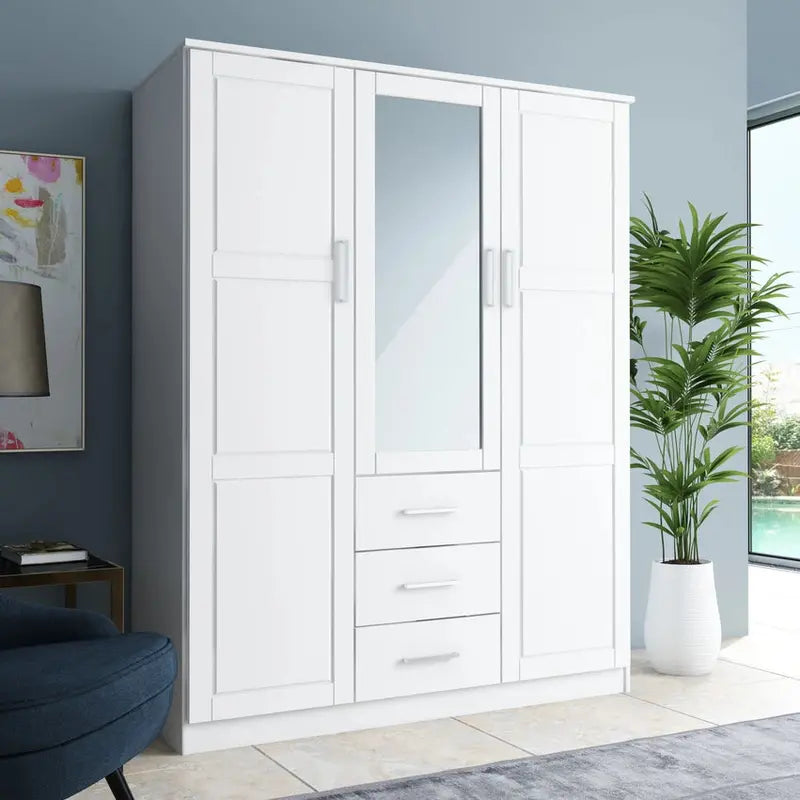 Palace Imports Solid Wood 3-Door Wardrobe Armoire, 56.25in W x 72in H x 20.75in D - Cosmo