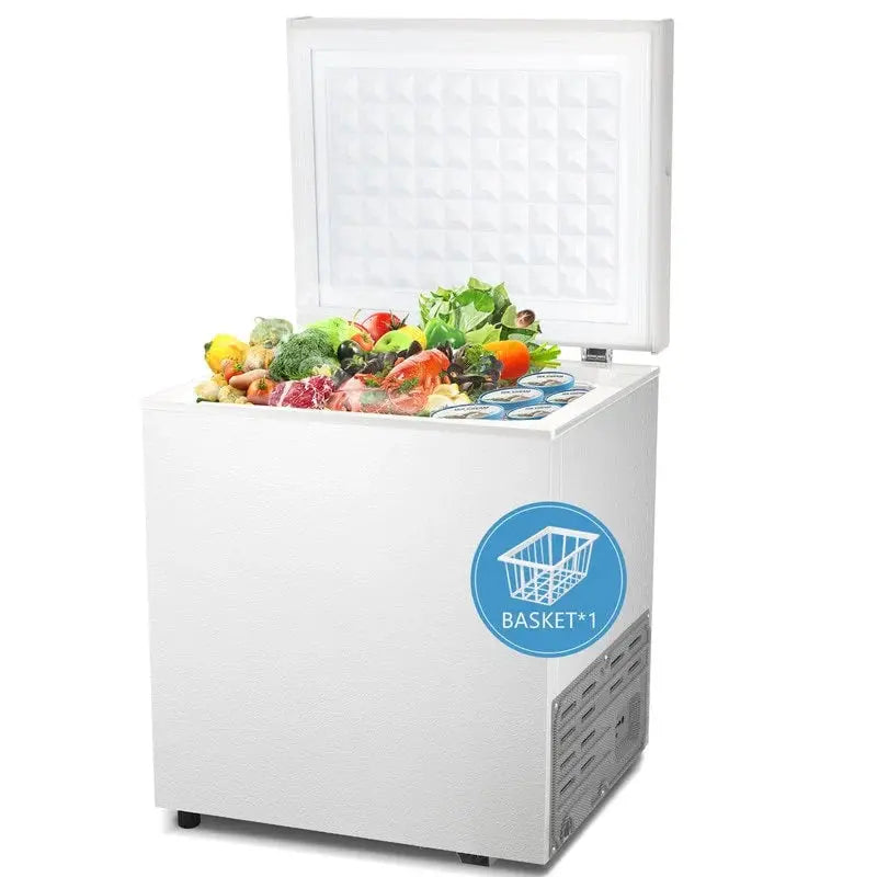 Compact Freestanding Chest Freezer, 1.8 Cu. Ft., Bottom Drain, 7-Tier Thermostat Control