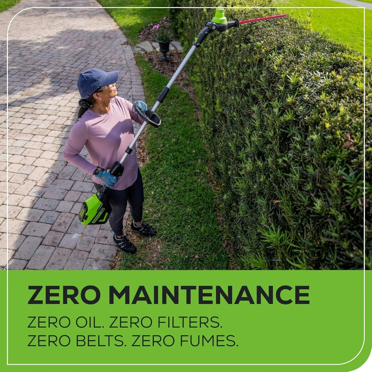 Greenworks 60V 20in Brushless Cordless Pole Hedge Trimmer With 2.0Ah Battery And Charger
