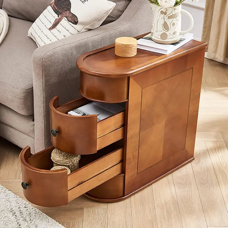 Solid Wood Chairside End Table, Two Drawers, 23.62'D x 10.63'W x 23.62'H