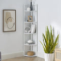 SWAREY 5 Tier Corner Bookcase Plant Stand Storage Shelf White
