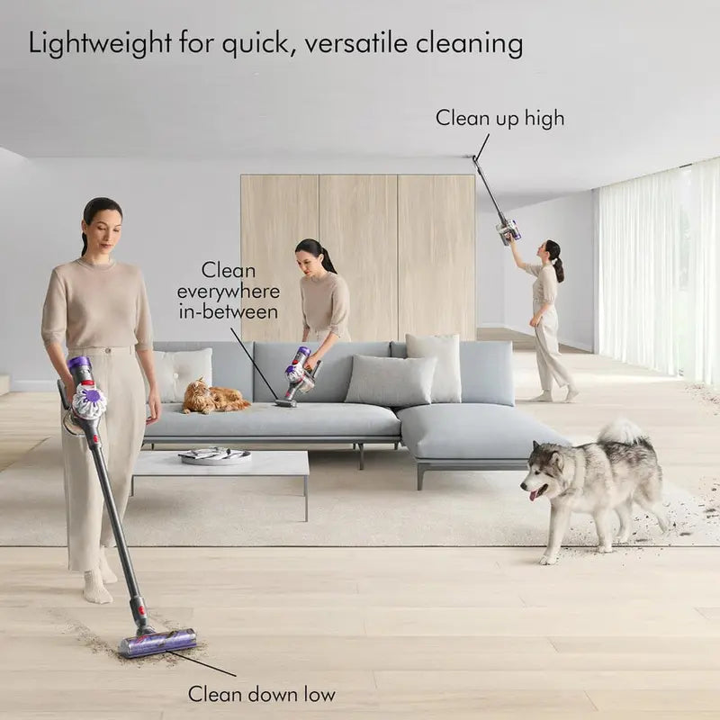Dyson V8 Cordless Bagless Stick Vacuum Cleaner, Silver/Nickel - SV25