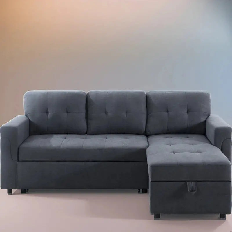 Reversible L-Shaped Sectional Sleeper Sofa With Storage Chaise And Pull-Out Bed