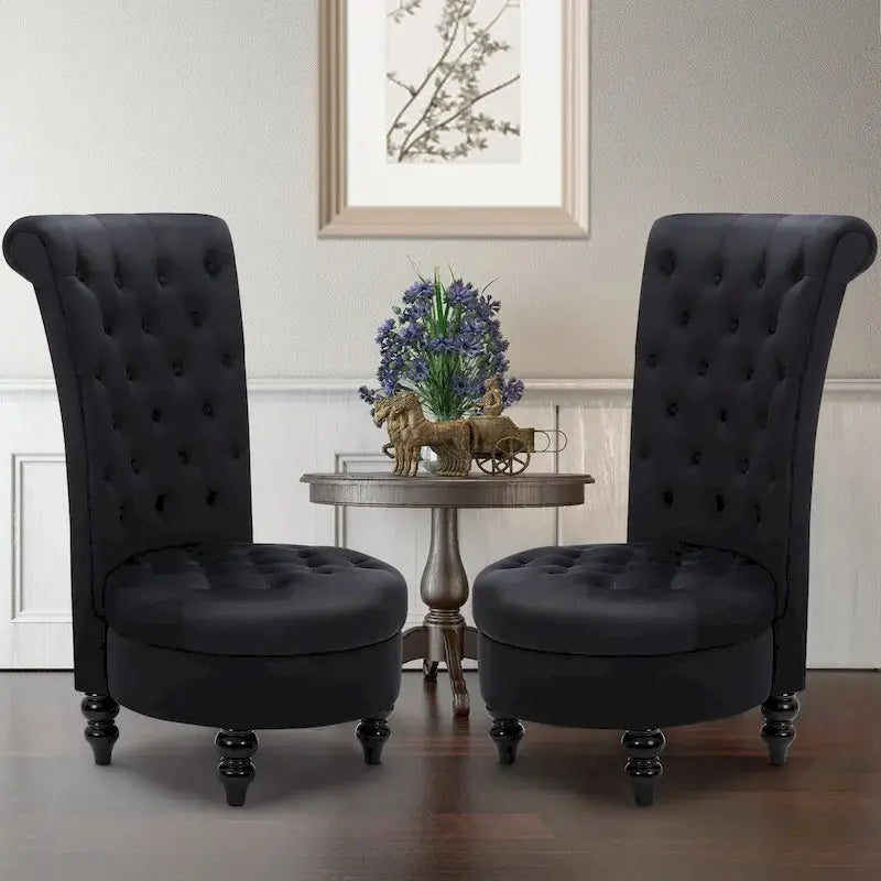 AVAWING Pair Of Royal-Themed Throne Chairs - Rubberwood Frame