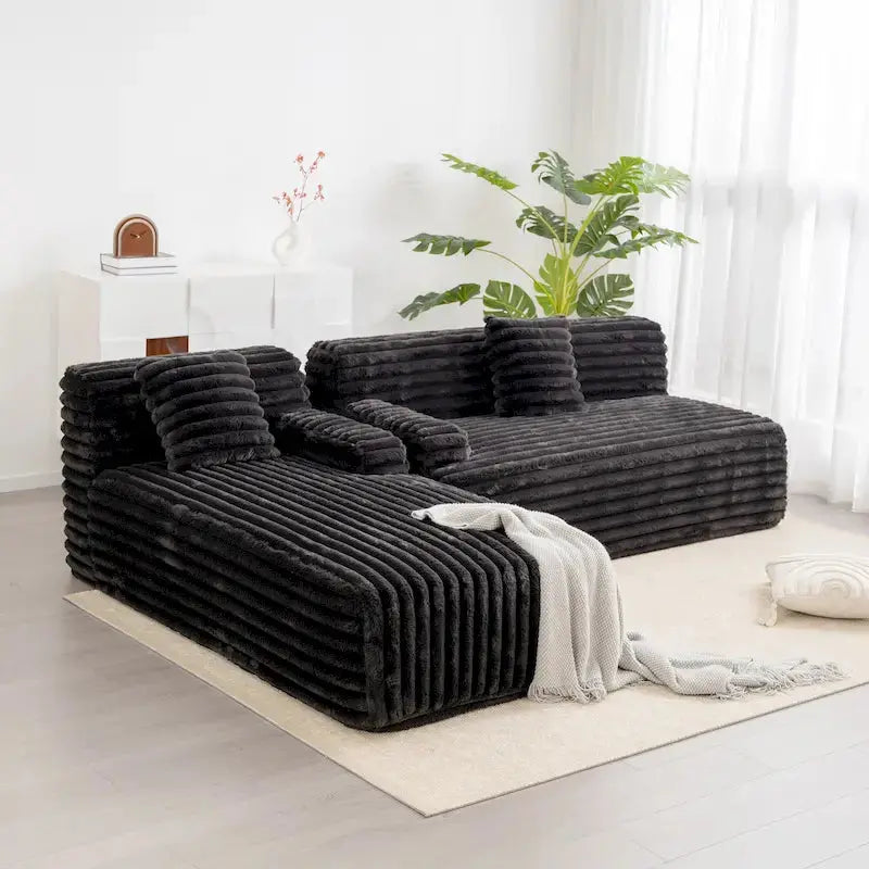 Cloud-Inspired Modular L-Shaped Sectional Sofa With Two Decorative Pillows - 110 in