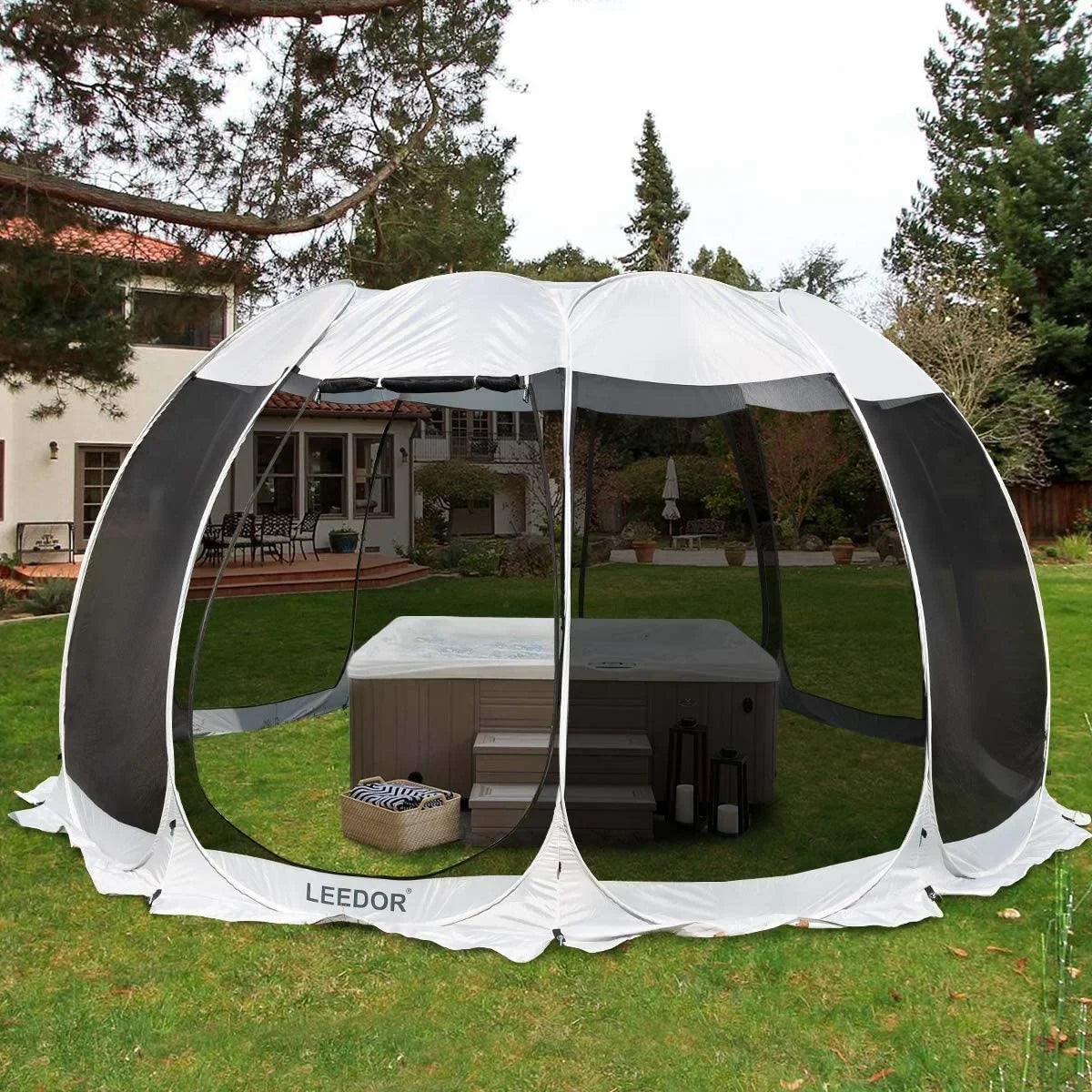 Leedor Screen House Tent Instant Outdoor Canopy 15x15 Gray